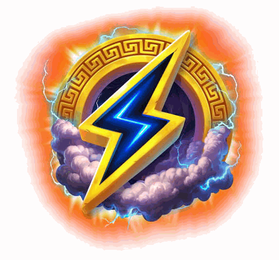 Gates of Olympus Super Scatter Logo, goldener Schriftzug vor violettem Blitzhimmel